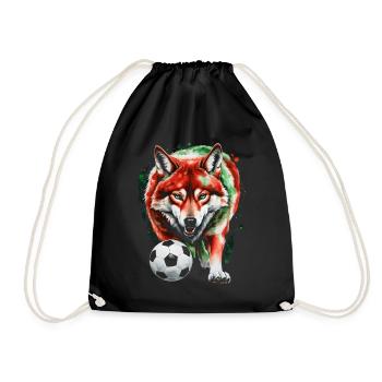 Wolf Football Colorful Italy Animal Design Print - Drawstring Bag - black - Front