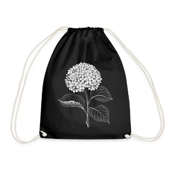 Hydrangea Floral Botanical Art Vintage Garden - Drawstring Bag - black - Front