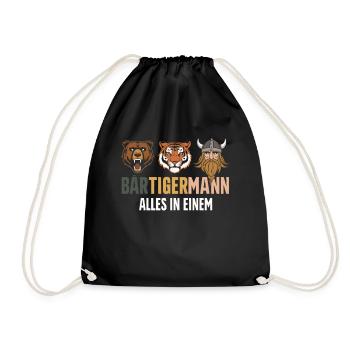 Bear, tiger, man – all in one powerful look - Drawstring Bag - black - Front