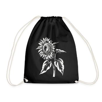 Sunflower Flower Botanical Vintage Art Floral - Drawstring Bag - black - Front