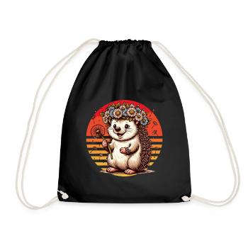 Hérisson Pissenlit Automne Fleur Couronne Rétro Enfants Mignon - Sac de sport léger - noir - Devant