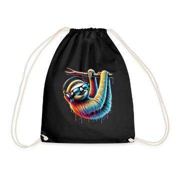 Lustiges Faultier Kunst Tier Sloth Wildtier Tiere - Turnbeutel - Schwarz - Vorne