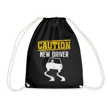 Caution New Driver Funny Driving License Test - Drawstring Bag - black - Front