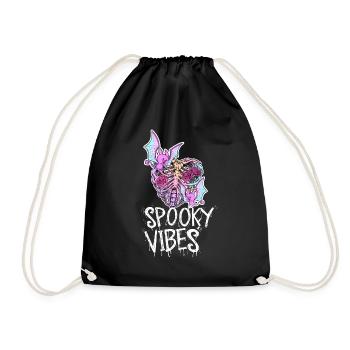 Colorful skeleton rib cage with bats design - Drawstring Bag - black - Front
