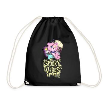 Teddy bear with coffin and moon Halloween design - Drawstring Bag - black - Front