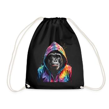 Gorille Sweat à capuche Monkey Imprimé de design d’animaux colorés - Sac de sport léger - noir - Devant