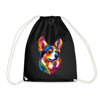 Corgi arc-en-ciel coloré Welsh Corgi Cardigan Corgi Corgi - Sac de sport léger - noir - Devant