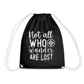 Hiking Compass Not All Who Wander Are Lost - Drawstring Bag - black - Front