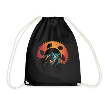 Mountainbike-Fahrer Sonnenuntergang Design - Turnbeutel - Schwarz - Vorne
