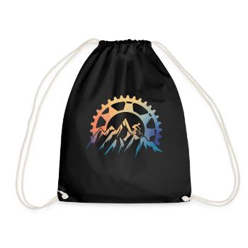 Mountainbike-Fahrer Sonnenuntergang Design - Turnbeutel - Schwarz - Vorne
