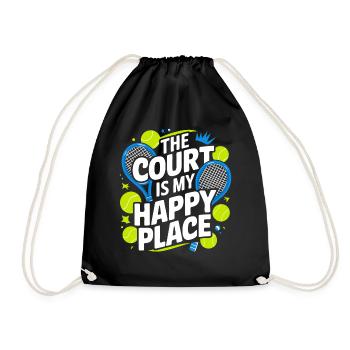 Der Court ist mein Happy Place - Turnbeutel - Schwarz - Vorne