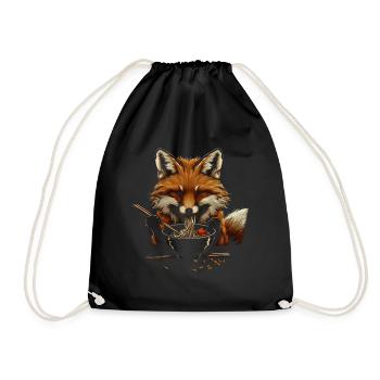 Lustiges Fuchs Fox Kunst Tier Natur Wildtier Tiere - Turnbeutel - Schwarz - Vorne
