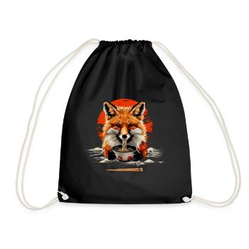 Lustiges Fuchs Fox Kunst Tier Natur Wildtier Tiere - Turnbeutel - Schwarz - Vorne