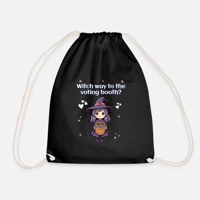 Witch way to the voting booth? - Drawstring Bag - black