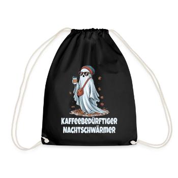 Nachtschwärmer: Geister & Kaffee - Turnbeutel - Schwarz - Vorne
