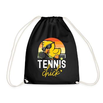 Funny Tennis Player Racket Chicken - Drawstring Bag - black - Front