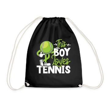 Funny Tennis Player Racket Boy - Turnbeutel - Schwarz - Vorne