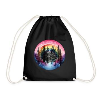 Regenbogen Wald Natur Naturliebhaber Fichten Baum - Turnbeutel - Schwarz - Vorne