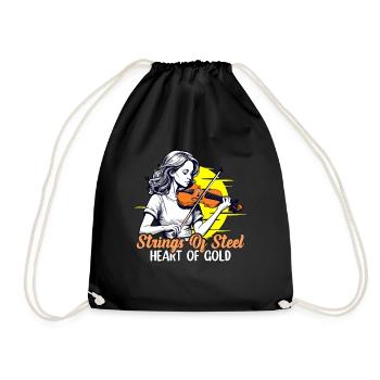 Fiddle Strings Of Steel Heart Of Gold Music Lover - Turnbeutel - Schwarz - Vorne