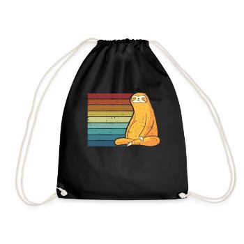 Retro Folivora Brown-Throated Pilosa Lover Sloth - Drawstring Bag - black - Front