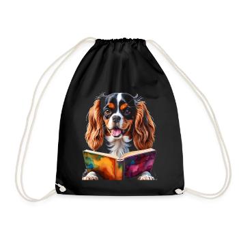 Cavalier King Charles Spaniel Lecture Livre Chien - Sac de sport léger - noir - Devant