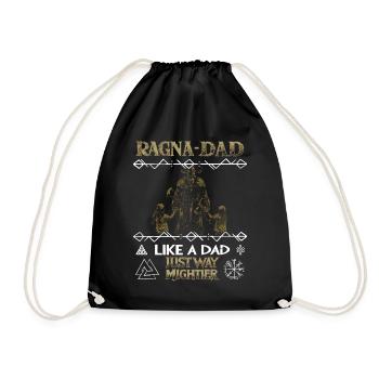 RAGNA-DAD Viking father with children for Father's Day - Drawstring Bag - black - Front