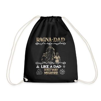 RAGNA-DAD Viking father with children for Father's Day - Drawstring Bag - black - Front