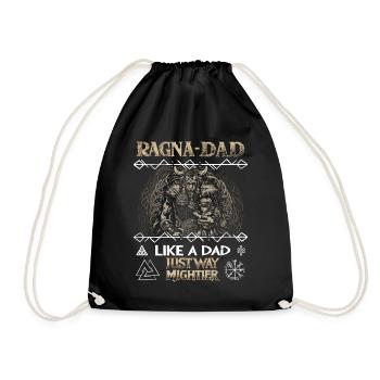 RAGNA-DAD Viking father with child for Father's Day - Drawstring Bag - black - Front