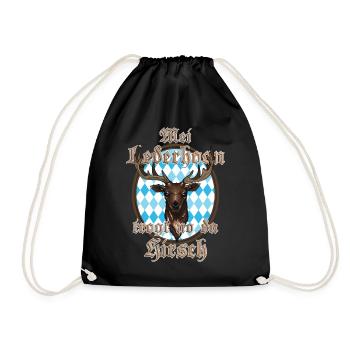 Bayerisches Volksfest Lederhose Hirsch - Turnbeutel - Schwarz - Vorne