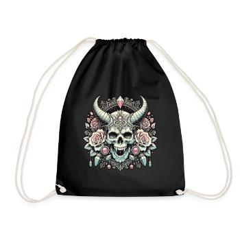 Pastel Goth Aesthetic Düsteres Skull Design - Turnbeutel - Schwarz - Vorne