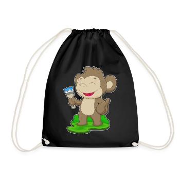 Singe Peintre Pinceau Peinture - Sac de sport léger - noir - Devant