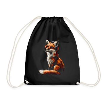 Lustiges Fuchs Fox Kunst Tier Natur Wildtier Tiere - Turnbeutel - Schwarz - Vorne