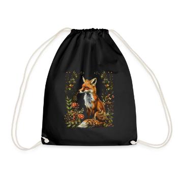 Lustiges Fuchs Fox Kunst Tier Natur Wildtier Tiere - Turnbeutel - Schwarz - Vorne