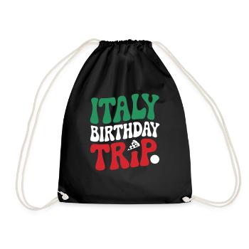 Italy Birthday Trip Pizza Fun - Drawstring Bag - black - Front