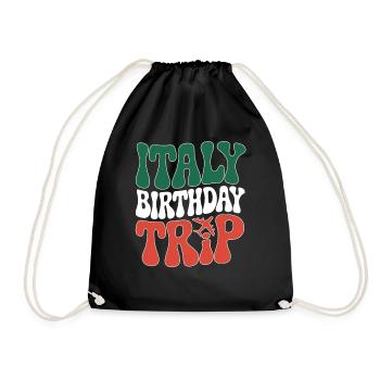 Italy Birthday Travel T-Shirt Design - Drawstring Bag - black - Front
