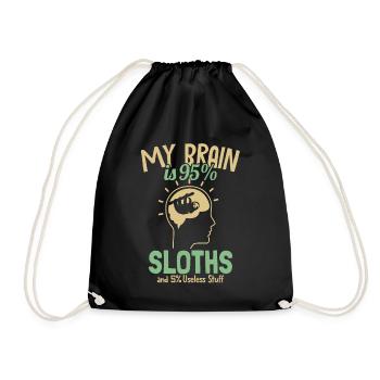My Brain is 95% Sloths Pilosa Folivora - Drawstring Bag - black - Front