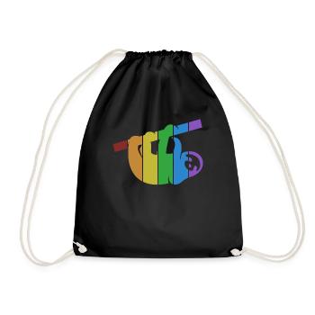 Sloths LGBT Rainbow Pilosa Folivora - Drawstring Bag - black - Front