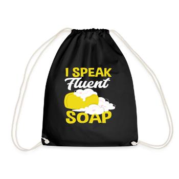 Je parle couramment Savon Fabrication de savon amusante - Sac de sport léger - noir - Devant