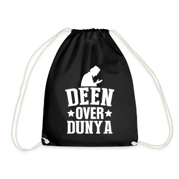 Deen Over Dunya Muslim Appreciation Sunni Islam - Drawstring Bag - black - Front