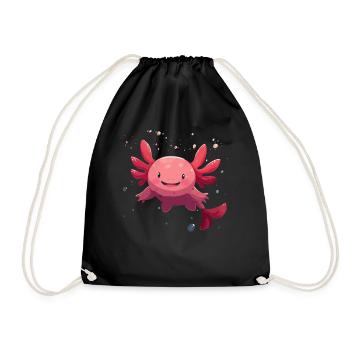 Cute Kawaii Axolotl Underwater for Fans - Drawstring Bag - black - Front