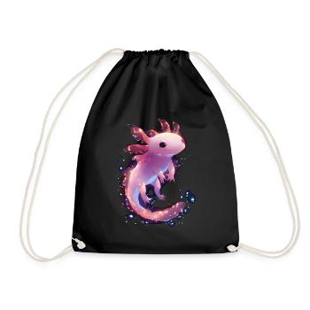 Mystical Glowing Axolotl for Animal Lovers - Drawstring Bag - black - Front