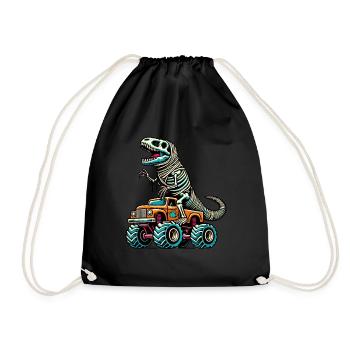 Dinosaurier Auf Monstertruck Motorsport Liebhaber - Turnbeutel - Schwarz - Vorne