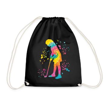 Golfer Colorsplash Kinder Miniaturgolf - Turnbeutel - Schwarz - Vorne