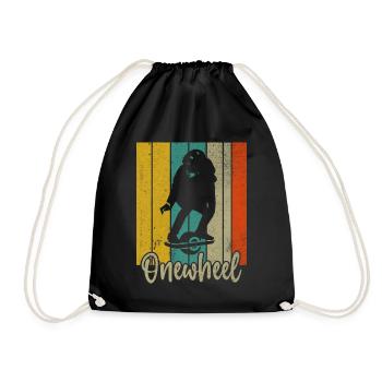 Onewheel - Skater, Skateboard, Retro, Vintage - Drawstring Bag - black - Front