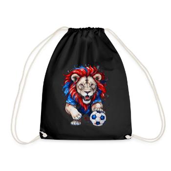 Lion Football Colorful Slovenia Slovenia Design Print - Drawstring Bag - black - Front