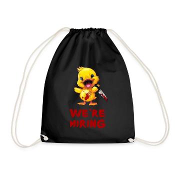 Duck with Knife - We Hire a Funny, Creepy - Drawstring Bag - black - Front