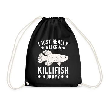 Killifish Quarium Fish - Drawstring Bag - black - Front