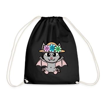 Halloween Bat Bats Kids Child - Drawstring Bag - black - Front