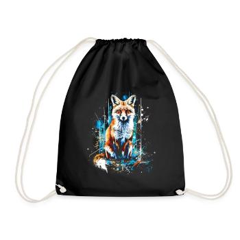 Lustiges Fuchs Fox Kunst Tier Natur Wildtier Tiere - Turnbeutel - Schwarz - Vorne
