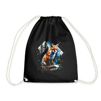 Lustiges Fuchs Fox Kunst Tier Natur Wildtier Tiere - Turnbeutel - Schwarz - Vorne